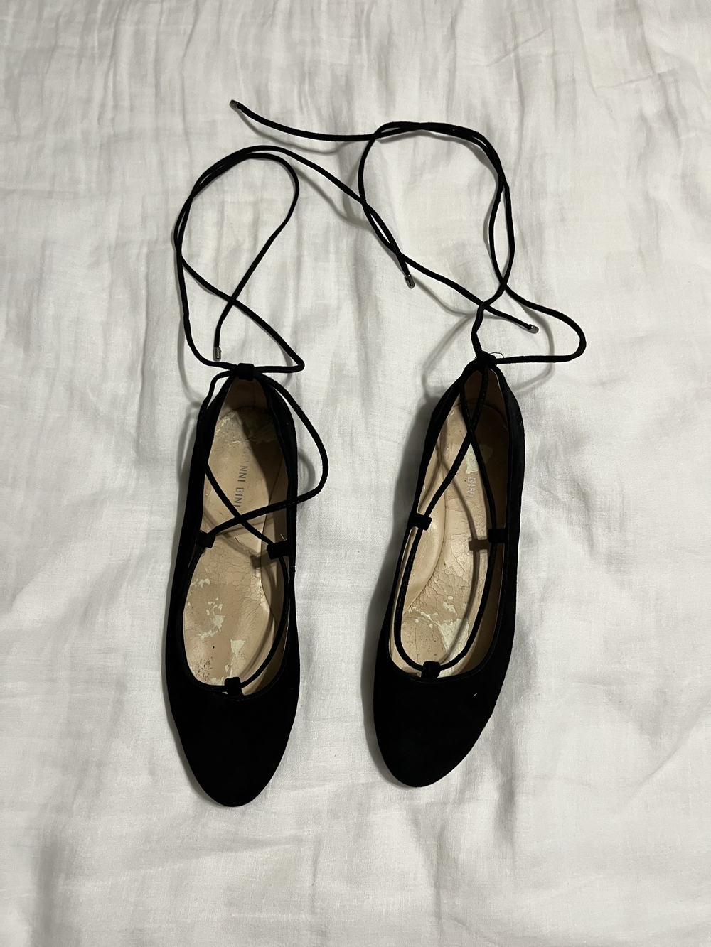 Sam Edelman Black Ankle-Tie Flats